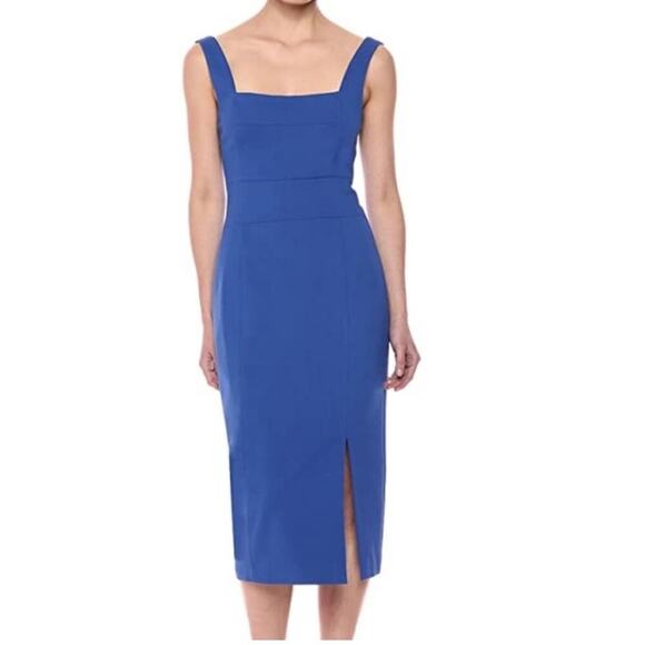 ELLIATT Women's Blue Olivia Cobalt Sheath Front Slit Midi Dress Size Large - Picture 1 of 14